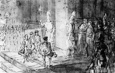 Schweizer Garde und französische Soldaten im Vatikan, 1930 von Constantin Guys