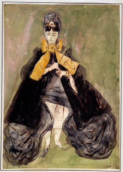 Frau mit grünem Hintergrund (Aquarell von Constantin Guys, 19. Jahrhundert) von Constantin Guys