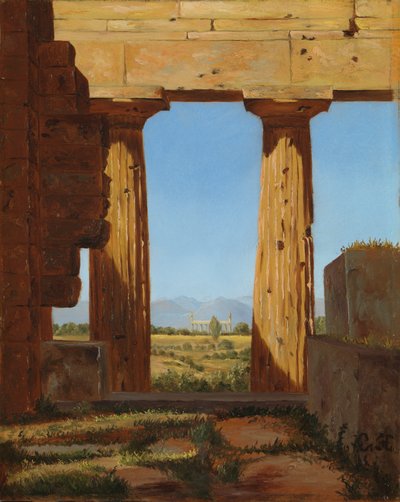 Säulen des Tempels von Neptun in Paestum, 1838 von Constantin Hansen