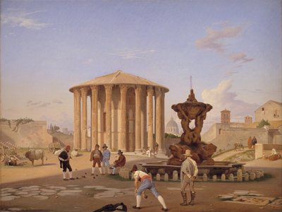 Piazza della Bocca della Verità mit dem sogenannten Vesta-Tempel in Rom von Constantin Hansen