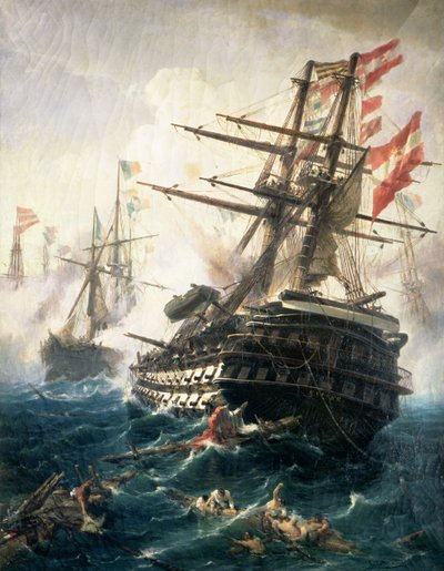 Die Schlacht von Lissa, gekämpft zwischen dem Österreichisch-Ungarischen Reich und Italien, 1866 von Constantin Volanakis