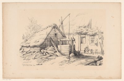 Bauernhof mit Wasserbrunnen von Constantinus Cornelis Huysmans