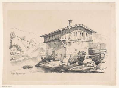 Haus und Wassermühle im Bergdorf von Constantinus Cornelis Huysmans