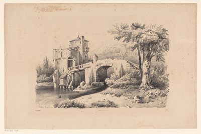 Landschaft mit Brücke und Festungsturm von Constantinus Cornelis Huysmans