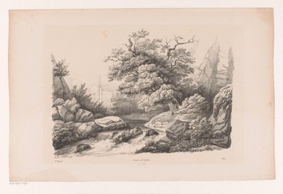 Felslandschaft mit Bach von Constantinus Cornelis Huysmans