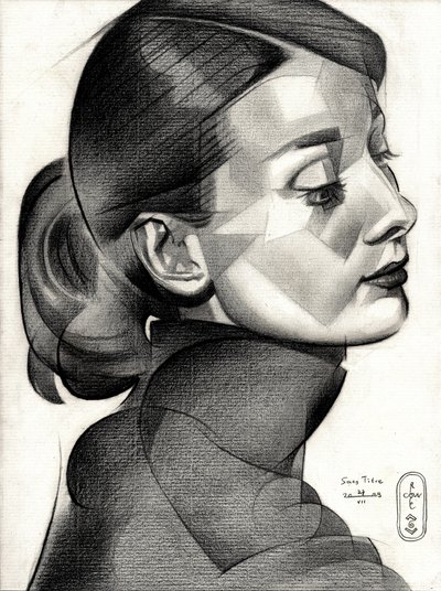 Geometrisches Frauenprofil von Corné Akkers