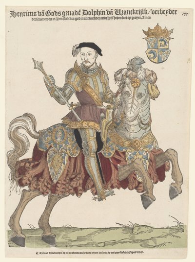 Porträt von Heinrich II. von Frankreich zu Pferd von Cornelis Anthonisz. (manner of)