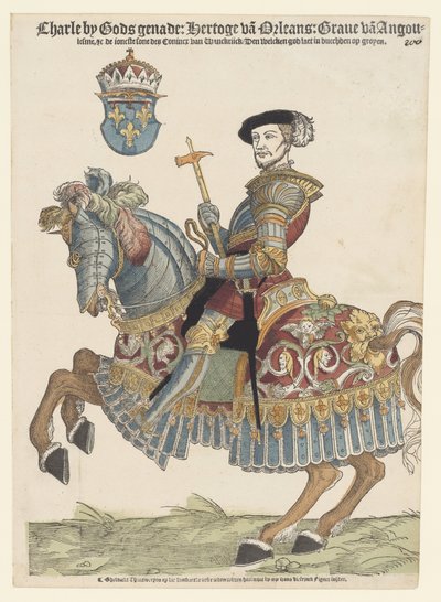 Porträt von Karl von Orléans zu Pferd von Cornelis Anthonisz. (manner of)