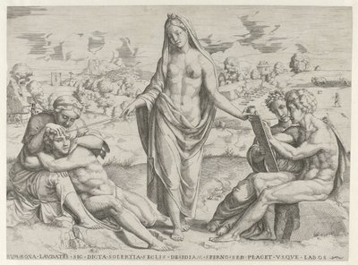 Der Verstand belohnt den Fleiß und bestraft die Faulheit von Cornelis Bos (attributed to)