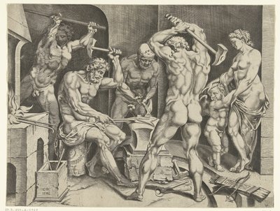 Venus und Amor in der Werkstatt von Vulkan von Cornelis Bos