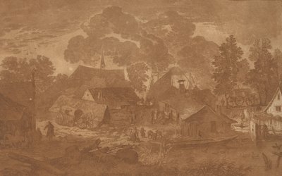Dorf mit Teich, ca. 1782 von Cornelis Brouwer