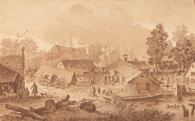Dorf mit Teich, ca. 1782 von Cornelis Brouwer
