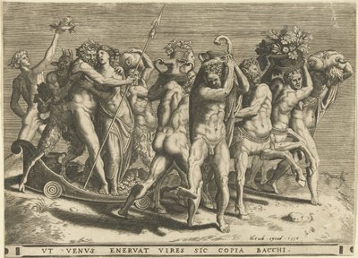 Bacchus und Venus in einer Kutsche, gezogen von Kentauren von Cornelis Cort (rejected attribution)