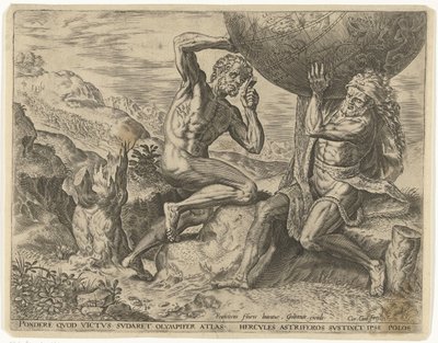 Herkules trägt die Weltkugel für Atlas von Cornelis Cort