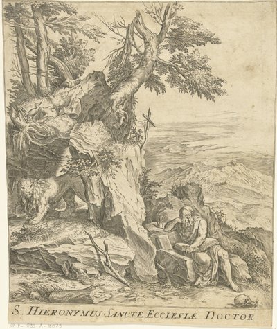 Landschaft mit lesendem Hieronymus von Cornelis Cort