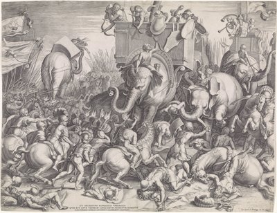 Schlacht bei Zama zwischen Scipio und Hannibal von Cornelis Cort