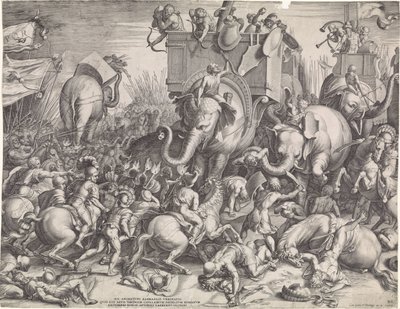 Schlacht bei Zama zwischen Scipio und Hannibal von Cornelis Cort