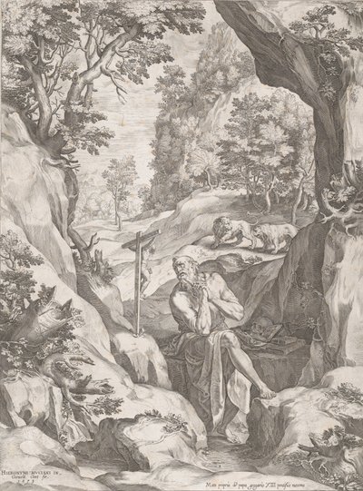 Der heilige Hieronymus als Büßer in der Wildnis, 1573 von Cornelis Cort