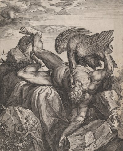 Tityus in der Hölle bestraft, 1566 von Cornelis Cort