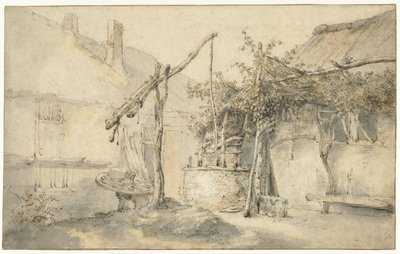 Bauernhof mit einem Brunnen von Cornelis Dusart