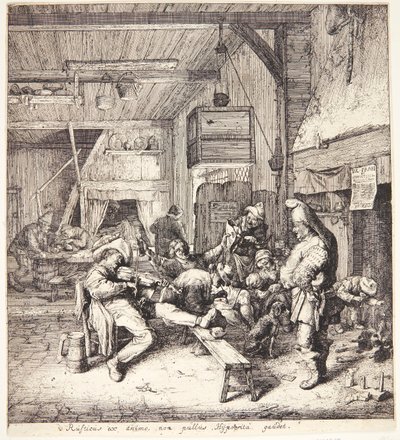 Geigenspieler in einer Schankstube von Cornelis Dusart