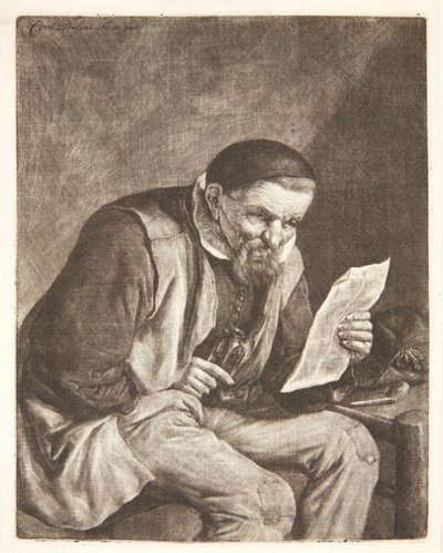 Sitzender Bauer, der einen Brief liest von Cornelis Dusart