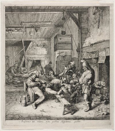Geigenspieler, der im Gasthaus sitzt von Cornelis Dusart