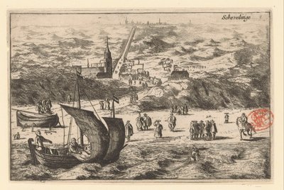 Gezicht op Scheveningen vanaf zee von Cornelis Elandts