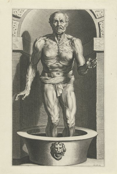 Seneca stehend, mit den Füßen im Bad von Cornelis Galle (I)