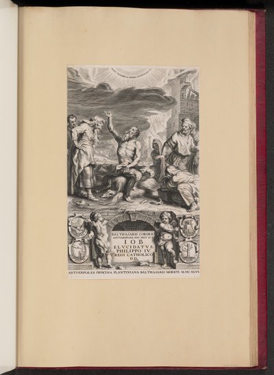 Titelseite für Balthasar Cordier, Iob Elvcidatvs von Cornelis Galle II after Abraham van Diepenbeeck