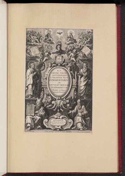 Titelseite für R.P. Jacobi Tirinis "Commentarius in Vetus et Novum Testamentum" von Cornelis Galle I after Sir Peter Paul Rubens