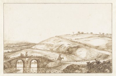 Hügellandschaft mit Steinbrücke von Hendrick Cornelisz. Vroom