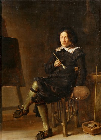Selbstporträt mit Staffelei von Cornelis Hermansz. Saftleven
