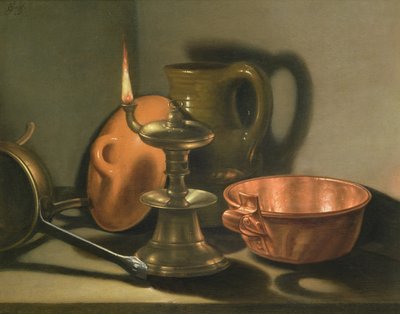 Stillleben mit Öllampe von Cornelis Jacobsz