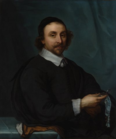 Porträt eines Mannes mit einer Uhr, 1657 von Cornelis Jonson van Ceulen