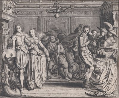 Innenraum mit tanzenden Paaren und Musikern, ca. 1620 von Cornelis Koning