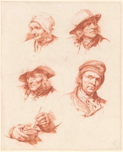 Ein Studienblatt mit Köpfen von Cornelis Kruseman