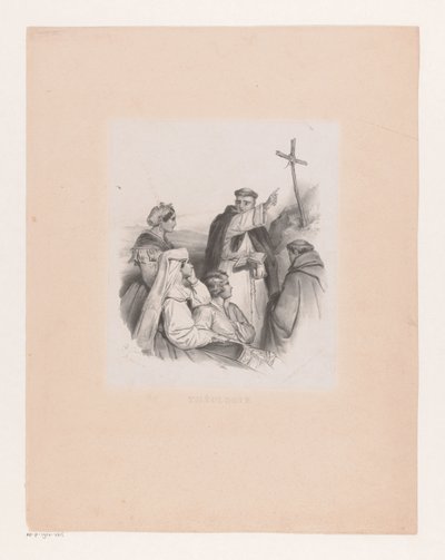 Gesellschaft und Mönche bei einem Kreuz von Cornelis Kruseman