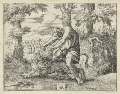 Simson tötet den Löwen von Cornelis Massijs