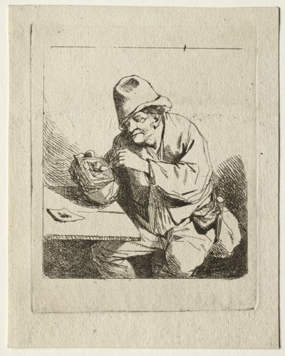 Bauer, der seine Pfeife anzündet von Cornelis Pietersz Bega