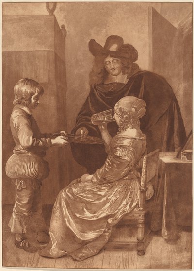 Kavalier und Dame mit einem Pagen von Cornelis Ploos van Amstel