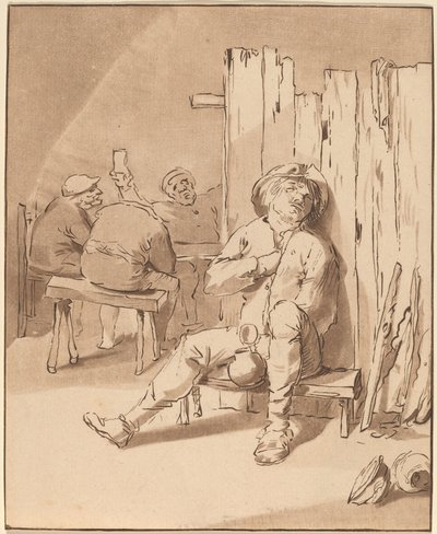 Betrunkener Bauer in einem Gasthaus von Cornelis Ploos van Amstel