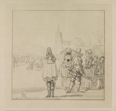 Elegante Gesellschaft auf dem Eis von Cornelis Ploos van Amstel