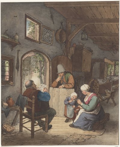 Zeitungsleser im Innenraum von Cornelis Ploos van Amstel