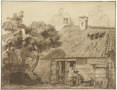 Zeichner vor Bauernhof von Cornelis Ploos van Amstel