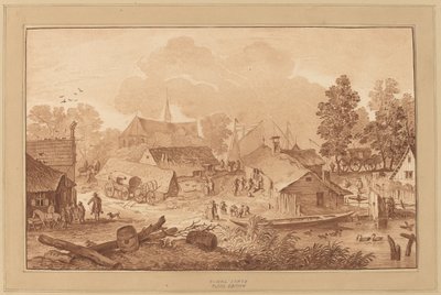 Dorf mit Teich von Cornelis Ploos van Amstel