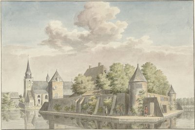 Der Hof von Putten und die Kirche von Geervliet von Cornelis Pronk (possibly)