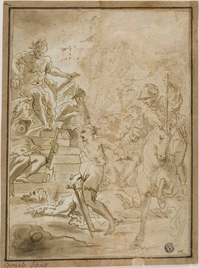Enthauptung eines männlichen Heiligen in Anwesenheit eines römischen Herrschers von Cornelis Schut I