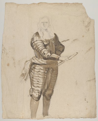 Studie eines stehenden Kommandanten mit Stab, verso von Cornelis Schut I