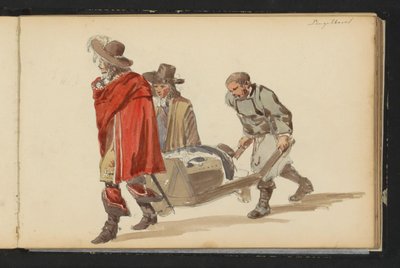 Gruppe von Figuren in Kleidung des siebzehnten Jahrhunderts von Cornelis Springer